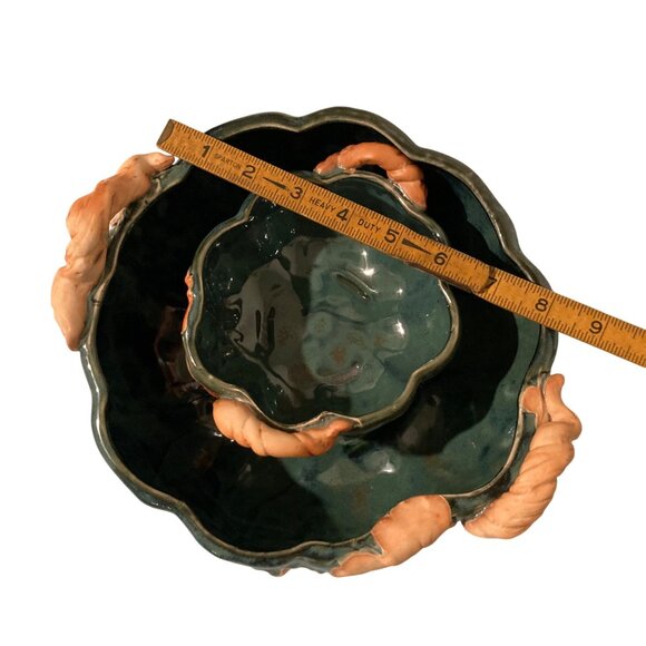 Takahashi San Francisco Pottery Pumpkin Shaped Serving Bowls Set of 2 - Picture 9 of 10